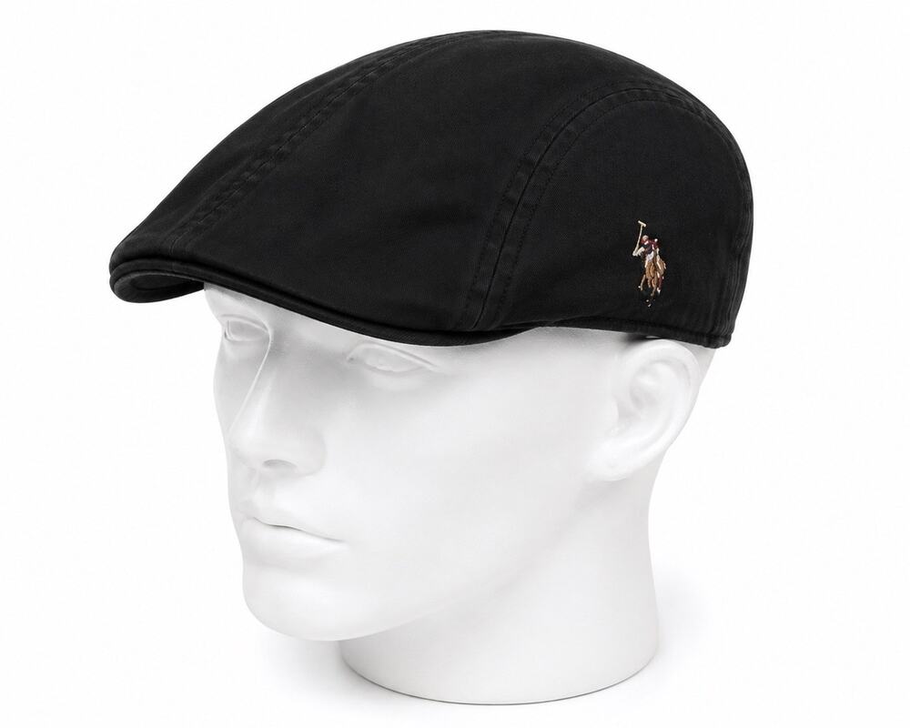 Title: U.S. Polo Assn. Black Flat Cap Ivy Driver Newsboy Hat Men’s Classic